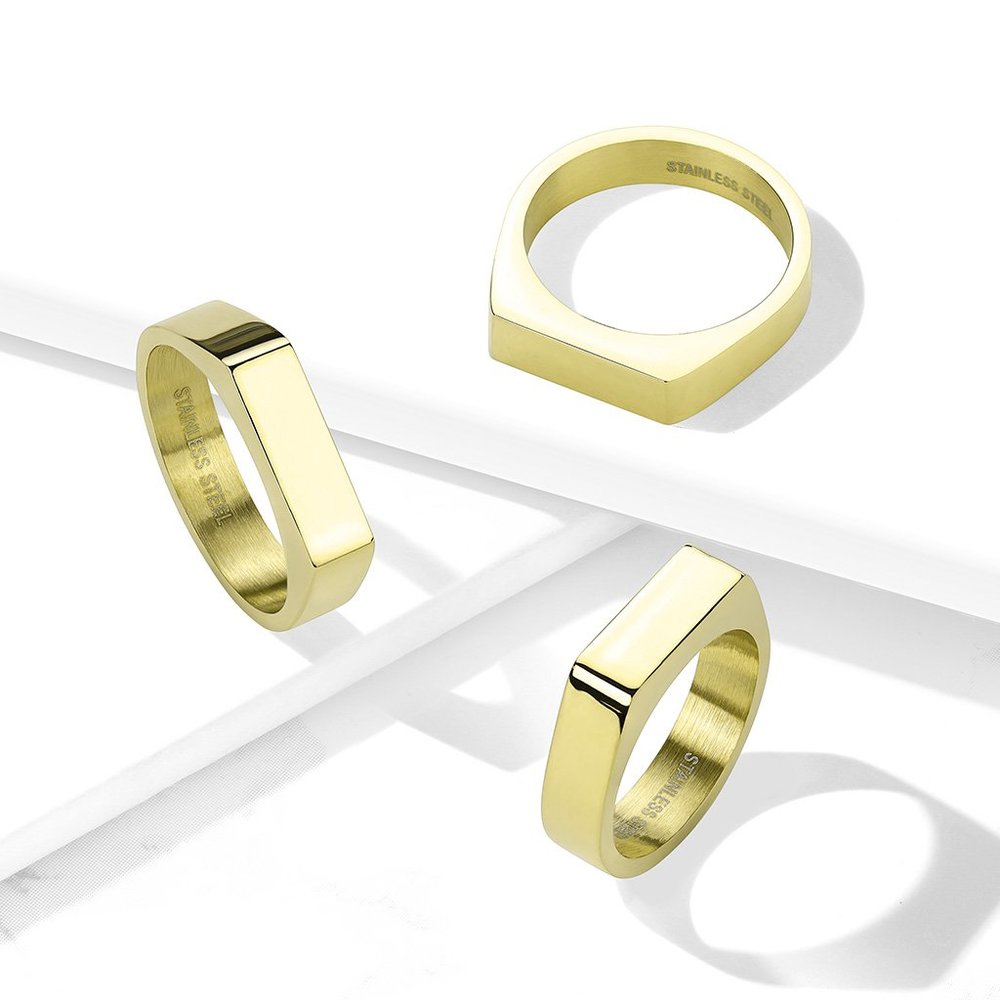 Flat Square Bar Top  PVD Over 316L Stainless Steel Ringsc